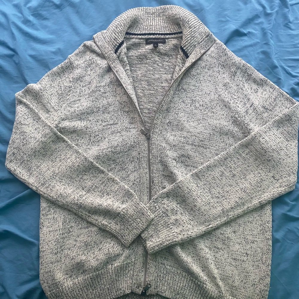 Banana Republic Men's Zip-Up Gray Sweater